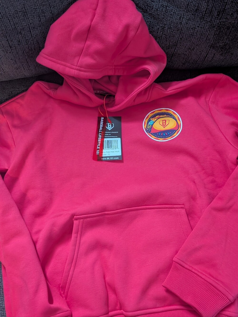 Oppo Hot Pink Graphic Pullover Hoodie with Taco Emblem